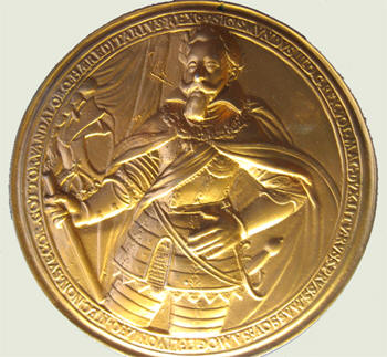 Польская медаль в честь взятия Смоленска с изображением корорля Сигизмунда III
